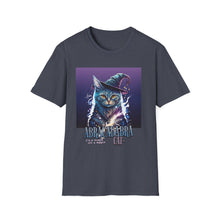 Load image into Gallery viewer, Magical Cat T-Shirt, Unisex Softstyle Tee, Halloween Costume Shirt, Wizard Cat Apparel, Gift for Cat Lovers, Witch Kitty Tee