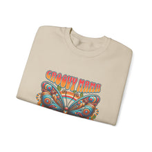 Load image into Gallery viewer, Groovy Butterfly Sweatshirt | Unisex Heavy Blend Crewneck, Retro Fashion, Gift for Nature Lovers, Cozy Layer, Spring Style