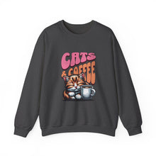 Load image into Gallery viewer, Cozy Cats & Coffee Sweatshirt - Perfect Gift for Cat Lovers, Weekend Lounging, Birthday, or Coffee Time