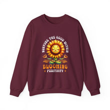 Load image into Gallery viewer, Blooming Sunflower Sweatshirt, Positive Vibes Crewneck, Gift for Garden Lovers, Cozy Spring Apparel, Unisex Flower Design