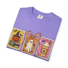 Load image into Gallery viewer, Halloween-Themed Unisex Garment-Dyed T-shirt, Spooky Fun Tee, Ghost, Pumpkin, Cat, Fall Apparel, Trick or Treat Shirt
