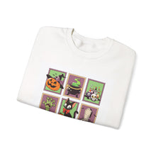Load image into Gallery viewer, Halloween Themed Unisex Crewneck Sweatshirt, Cozy Fall Layering, Spooky Season Apparel, Pumpkin, Ghost, Witch Design