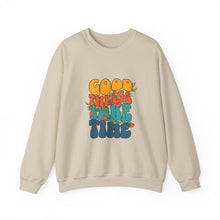 Load image into Gallery viewer, Good Vibes Sweatshirt, Cozy Crewneck with Positive Message, Perfect Gift for Friends, Casual Wear, Autumn Fashion, Unisex Clothing