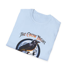 Load image into Gallery viewer, Halloween Crow Night Unisex T-Shirt, Spooky Graphic Tee, Gift for Halloween Lovers, Fall Fashion, Mens Womens Shirt