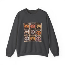Load image into Gallery viewer, Halloween Pumpkin Patch Crewneck Sweatshirt, Cozy Fall Sweater, Unisex Halloween Apparel, Spooky Season Gear, Perfect for Halloween Parties