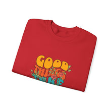 Load image into Gallery viewer, Good Vibes Sweatshirt, Cozy Crewneck with Positive Message, Perfect Gift for Friends, Casual Wear, Autumn Fashion, Unisex Clothing