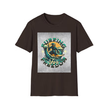 Load image into Gallery viewer, Surfing for Freedom Unisex Softstyle T-Shirt | Summer Vibe, Beachwear, Gift for Surfers, Casual Tee, Adventure Apparel