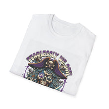 Load image into Gallery viewer, Pirate Conqueror T-Shirt | Unisex Softstyle Tee | Skull & Crossbones Design | Perfect for Halloween, Pirate Parties, Casual Wear, Gift Ideas