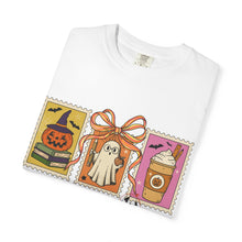 Load image into Gallery viewer, Halloween-Themed Unisex Garment-Dyed T-shirt, Spooky Fun Tee, Ghost, Pumpkin, Cat, Fall Apparel, Trick or Treat Shirt