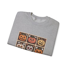 Load image into Gallery viewer, Halloween Pumpkin Patch Crewneck Sweatshirt, Cozy Fall Sweater, Unisex Halloween Apparel, Spooky Season Gear, Perfect for Halloween Parties
