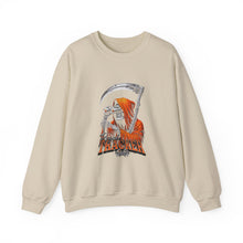 Load image into Gallery viewer, Grim Reaper Graphic Sweatshirt, Unisex Heavy Blend Crewneck, Cozy Apparel for Halloween, Gift for Ghost Lovers, Casual Wear