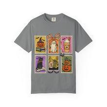 Load image into Gallery viewer, Halloween-Themed Unisex Garment-Dyed T-shirt, Spooky Fun Tee, Ghost, Pumpkin, Cat, Fall Apparel, Trick or Treat Shirt