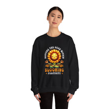 Load image into Gallery viewer, Blooming Sunflower Sweatshirt, Positive Vibes Crewneck, Gift for Garden Lovers, Cozy Spring Apparel, Unisex Flower Design