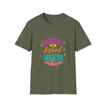 Load image into Gallery viewer, Bright World T-Shirt - Unisex Graphic Tee, Fun Casual Wear, Gifts for Friends, Uplifting Statement Shirt, Perfect for Celebrations