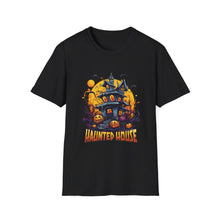 Load image into Gallery viewer, Funny Halloween T-Shirts, Haunted House Unisex Softstyle Tee - Spooky Costume Apparel, Scary Ghost Graphic Shirt, Trick or Treat Clothes,