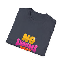 Load image into Gallery viewer, Motivational Unisex Softstyle T-Shirt - "No Excuses Just Results", Gym Shirt, Fitness Apparel, Casual Wear, Gift for Athletes