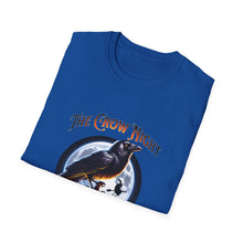Load image into Gallery viewer, Halloween Crow Night Unisex T-Shirt, Spooky Graphic Tee, Gift for Halloween Lovers, Fall Fashion, Mens Womens Shirt