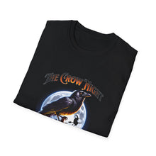 Load image into Gallery viewer, Halloween Crow Night Unisex T-Shirt, Spooky Graphic Tee, Gift for Halloween Lovers, Fall Fashion, Mens Womens Shirt