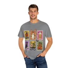 Load image into Gallery viewer, Halloween-Themed Unisex Garment-Dyed T-shirt, Spooky Fun Tee, Ghost, Pumpkin, Cat, Fall Apparel, Trick or Treat Shirt