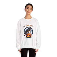 Load image into Gallery viewer, Crow Night Halloween Crewneck Sweatshirt | Unisex Sweatshirt for Fall, Halloween Spirit, Cozy Autumn Vibes, Perfect Gift