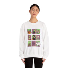 Load image into Gallery viewer, Halloween Themed Unisex Crewneck Sweatshirt, Cozy Fall Layering, Spooky Season Apparel, Pumpkin, Ghost, Witch Design
