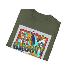 Load image into Gallery viewer, Groovy Unisex Softstyle T-Shirt, Retro Graphic Tee, Peace Sign Shirt, Flower Power Top, Vintage Style Apparel, Bohemian Summer Tee