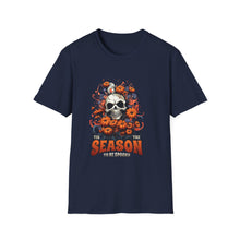 Load image into Gallery viewer, Seasonal Skull Graphic Unisex T-Shirt, Halloween Shirt, Edgy Apparel, Gift for Him/Her, Casual Wear, Trendy Tee