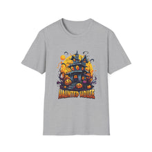 Load image into Gallery viewer, Funny Halloween T-Shirts, Haunted House Unisex Softstyle Tee - Spooky Costume Apparel, Scary Ghost Graphic Shirt, Trick or Treat Clothes,