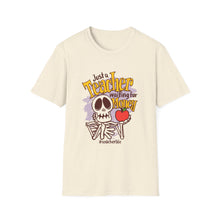 Load image into Gallery viewer, Skeleton Teacher Humor T-Shirt, Cute Teacher Gift, Back to School Shirt, Halloween Apparel, Teacher Life Tee