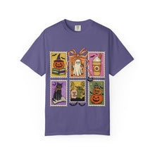 Load image into Gallery viewer, Halloween-Themed Unisex Garment-Dyed T-shirt, Spooky Fun Tee, Ghost, Pumpkin, Cat, Fall Apparel, Trick or Treat Shirt
