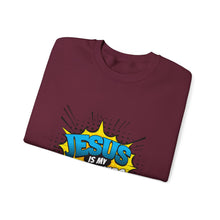 Load image into Gallery viewer, Jesus is My Superhero Sweatshirt, Unisex Crewneck, Religious Gift, Faith-Based Apparel, Inspirational Clothing, Christian Fashion