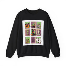 Load image into Gallery viewer, Halloween Themed Unisex Crewneck Sweatshirt, Cozy Fall Layering, Spooky Season Apparel, Pumpkin, Ghost, Witch Design