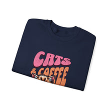 Load image into Gallery viewer, Cozy Cats & Coffee Sweatshirt - Perfect Gift for Cat Lovers, Weekend Lounging, Birthday, or Coffee Time