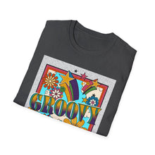 Load image into Gallery viewer, Groovy Unisex Softstyle T-Shirt, Retro Graphic Tee, Peace Sign Shirt, Flower Power Top, Vintage Style Apparel, Bohemian Summer Tee