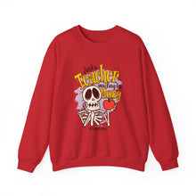 Load image into Gallery viewer, Skeleton Teacher Sweatshirt, Funny Teacher Gift, Halloween Apparel, Unisex Crewneck, Teacher Life Sweatshirt, Cozy Fall Fashion