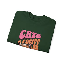 Load image into Gallery viewer, Cozy Cats & Coffee Sweatshirt - Perfect Gift for Cat Lovers, Weekend Lounging, Birthday, or Coffee Time