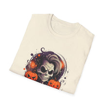 Load image into Gallery viewer, Halloween Rebel Skull Tee, Unisex T-Shirt, Softstyle Graphic Shirt, Halloween Costume, Fall Apparel, Gift for Him/Her