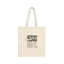Load image into Gallery viewer, Jesus Did It Cotton Canvas Tote Bag, Faithful Gift, Eco-Friendly Shopping Bag, Church Activity, Casual Use Accessory