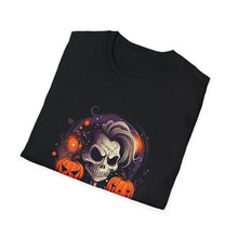 Load image into Gallery viewer, Halloween Rebel Skull Tee, Unisex T-Shirt, Softstyle Graphic Shirt, Halloween Costume, Fall Apparel, Gift for Him/Her