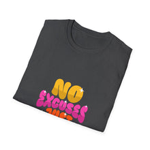 Load image into Gallery viewer, Motivational Unisex Softstyle T-Shirt - "No Excuses Just Results", Gym Shirt, Fitness Apparel, Casual Wear, Gift for Athletes