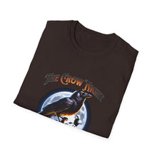 Load image into Gallery viewer, Halloween Crow Night Unisex T-Shirt, Spooky Graphic Tee, Gift for Halloween Lovers, Fall Fashion, Mens Womens Shirt