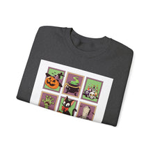 Load image into Gallery viewer, Halloween Themed Unisex Crewneck Sweatshirt, Cozy Fall Layering, Spooky Season Apparel, Pumpkin, Ghost, Witch Design