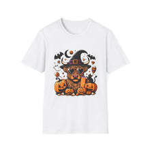 Load image into Gallery viewer, Halloween Witch Dog Unisex Softstyle T-Shirt, Cute Pet Tee, Halloween Costume, Fall Fashion, Spooky Season Top, Gift for Pet Lovers
