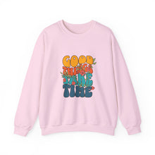 Load image into Gallery viewer, Good Vibes Sweatshirt, Cozy Crewneck with Positive Message, Perfect Gift for Friends, Casual Wear, Autumn Fashion, Unisex Clothing
