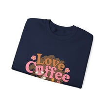 Load image into Gallery viewer, Love Coffee and Dogs Crewneck Sweatshirt, Cozy Gift for Dog Lovers, Perfect for Fall/Winter, Pet Lovers Apparel, Casual Lounge Wear