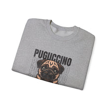 Load image into Gallery viewer, Pugcino Crewneck Sweatshirt, Cute Dog Lover Gift, Cozy Sweatshirt, Unisex Fashion, Pet Enthusiast Apparel, Perfect for Fall