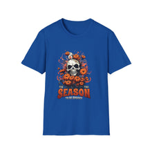 Load image into Gallery viewer, Seasonal Skull Graphic Unisex T-Shirt, Halloween Shirt, Edgy Apparel, Gift for Him/Her, Casual Wear, Trendy Tee