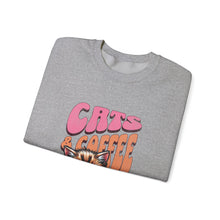Load image into Gallery viewer, Cozy Cats & Coffee Sweatshirt - Perfect Gift for Cat Lovers, Weekend Lounging, Birthday, or Coffee Time