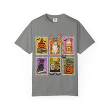 Load image into Gallery viewer, Halloween-Themed Unisex Garment-Dyed T-shirt, Spooky Fun Tee, Ghost, Pumpkin, Cat, Fall Apparel, Trick or Treat Shirt