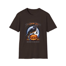 Load image into Gallery viewer, Halloween Crow Night Unisex T-Shirt, Spooky Graphic Tee, Gift for Halloween Lovers, Fall Fashion, Mens Womens Shirt